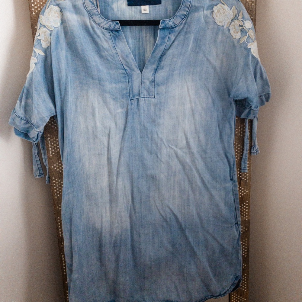 Embroidered jean dress